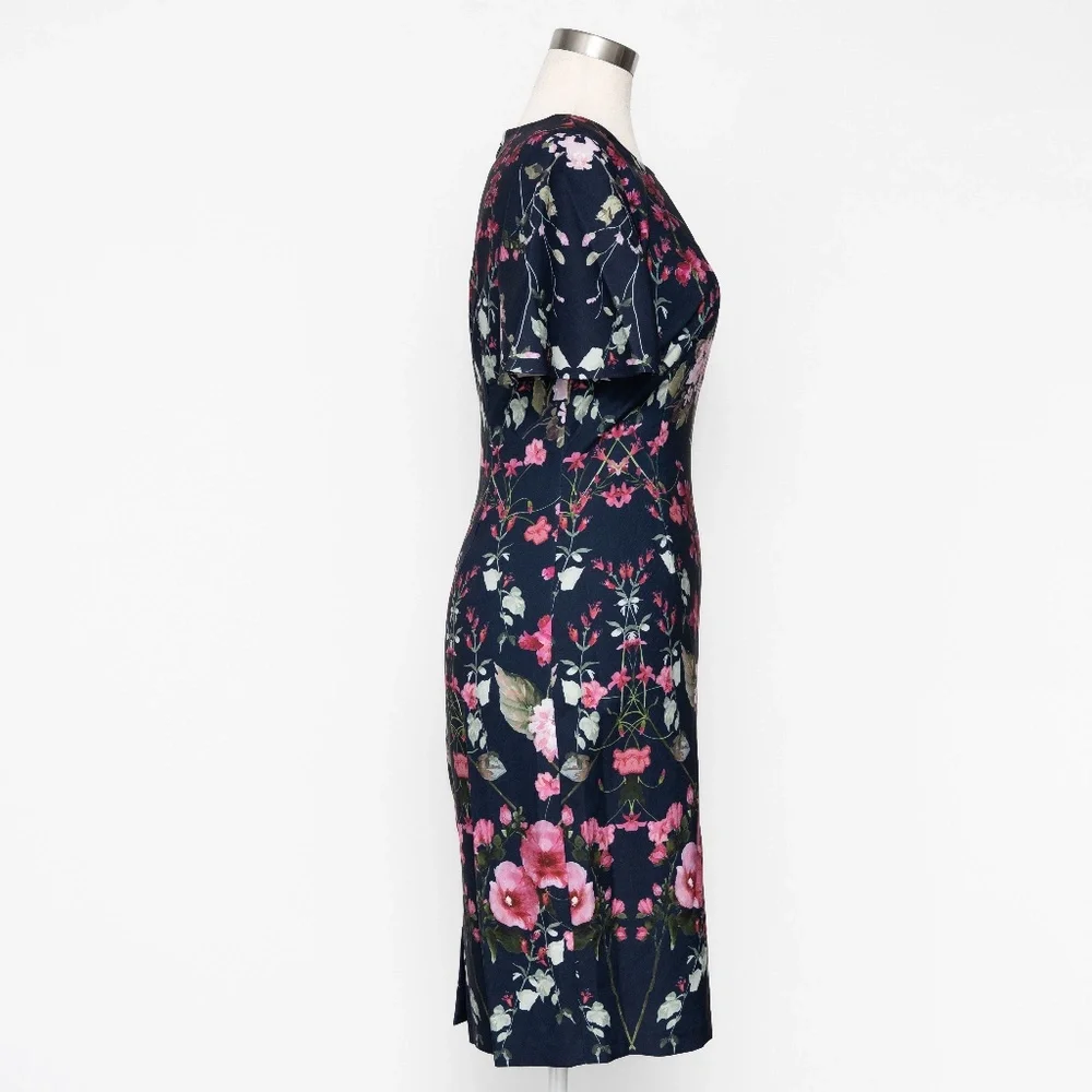 Adrianna‎ Papell -  Floral Crepe Sheath Dress
